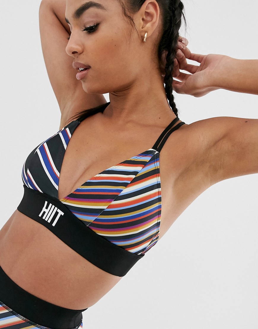 HIIT contrast stripe printed bra-Multi