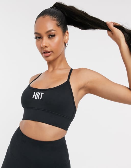 HIIT core logo cotton touch bra in black