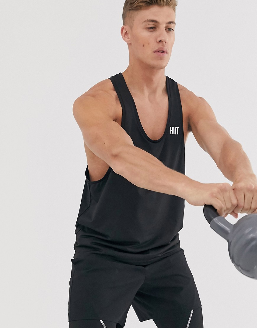 HIIT core logo muscle vest in black