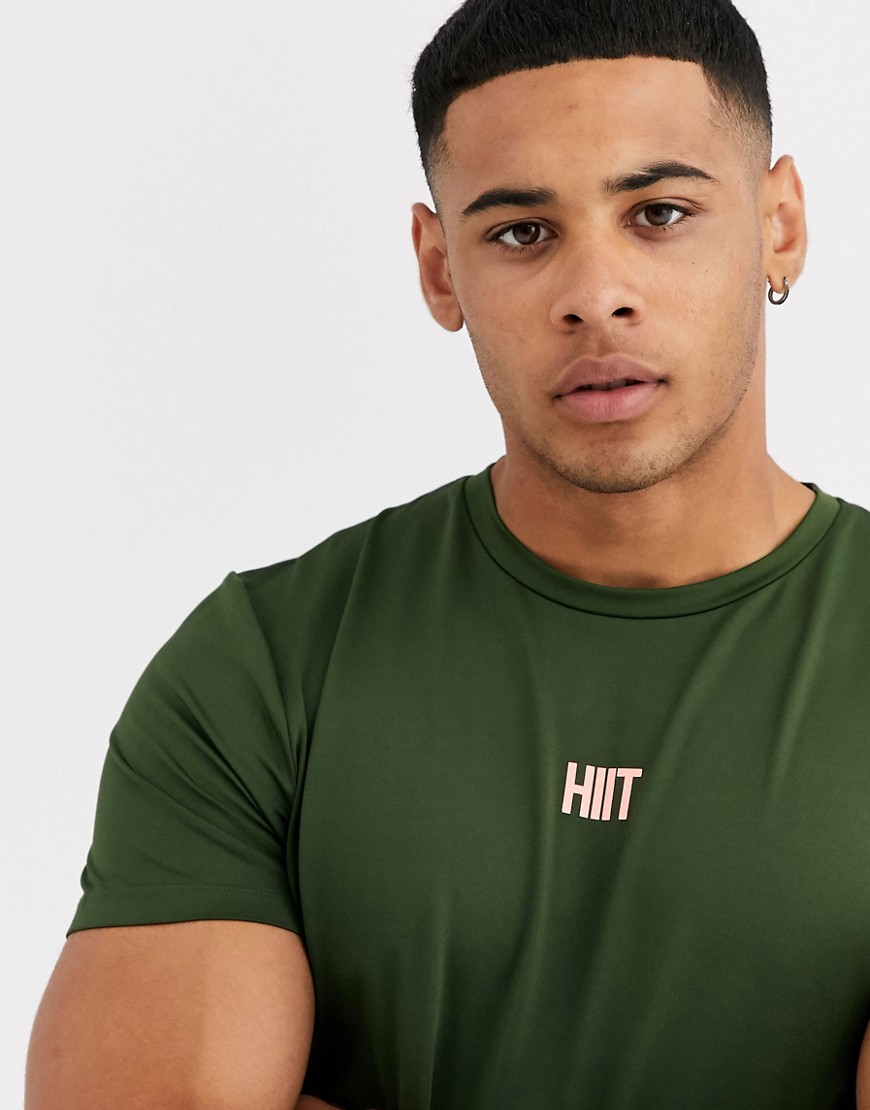 HIIT - Core T-shirt met logo op de borst in groen