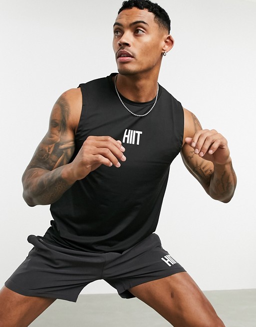 HIIT core tank with logo in black