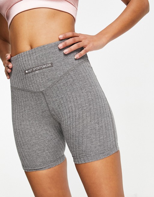 HIIT cotton rib legging shorts in grey