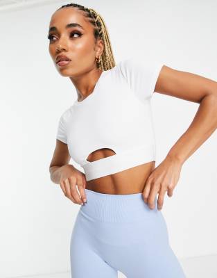 Hiit Crop T-shirt With Cut Out In White