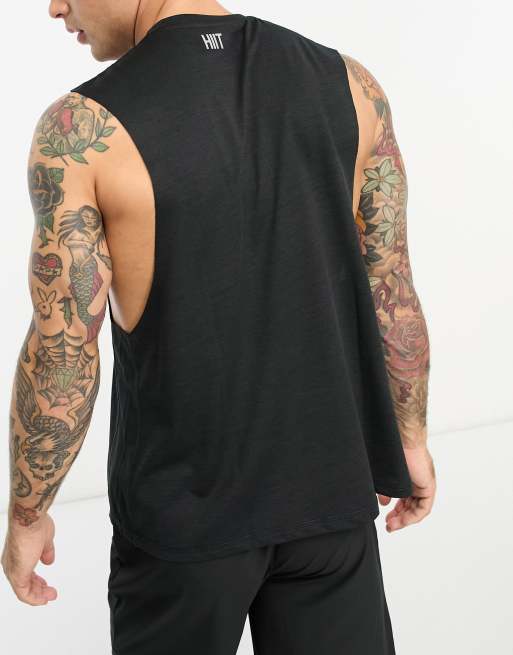 HIIT drop armhole training singlet in black marl