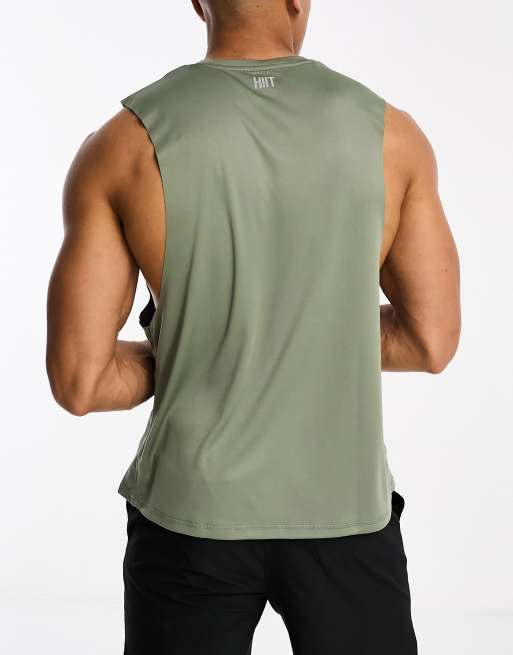 HIIT drop armhole training vest in khaki