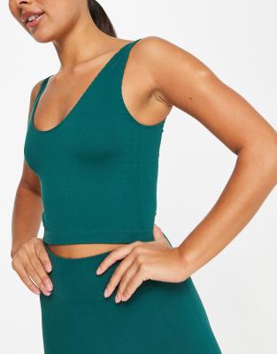 HIIT essential seamless rib deep plunge vest  - ASOS Price Checker