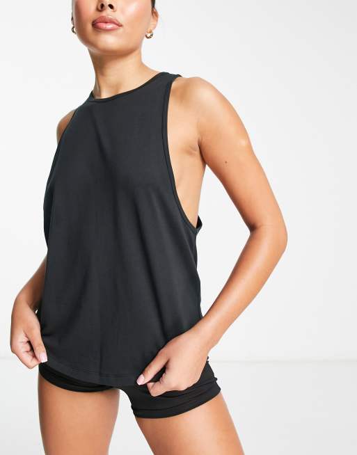 HIIT asymmetric racer neck tank top