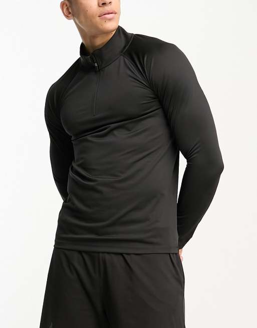 HIIT essential long sleeve training top with 1/4 zip in black