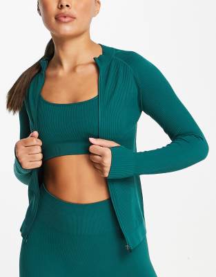 HIIT - Essential - Nahtlose Jacke mit Reißverschluss-Grün