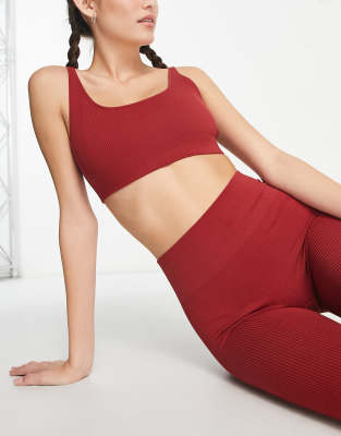 Hiit Essential Seamless Rib Active Bra-red