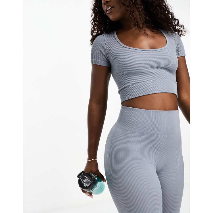 HIIT essential seamless ribbed T-shirt in gray