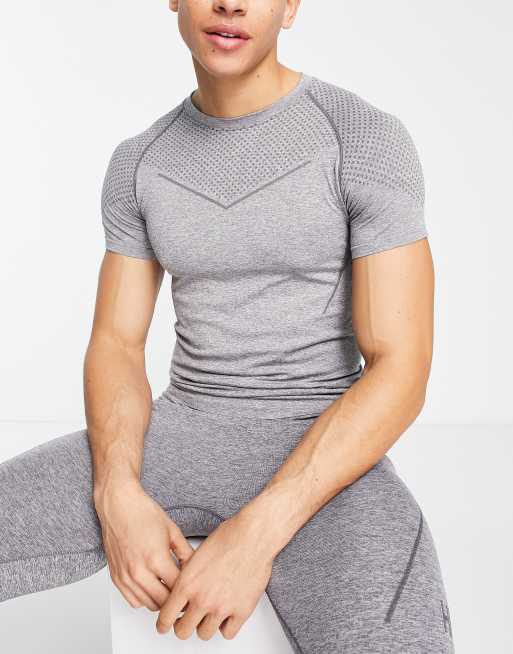 HIIT - Grå sømløs tætsiddende T-shirt