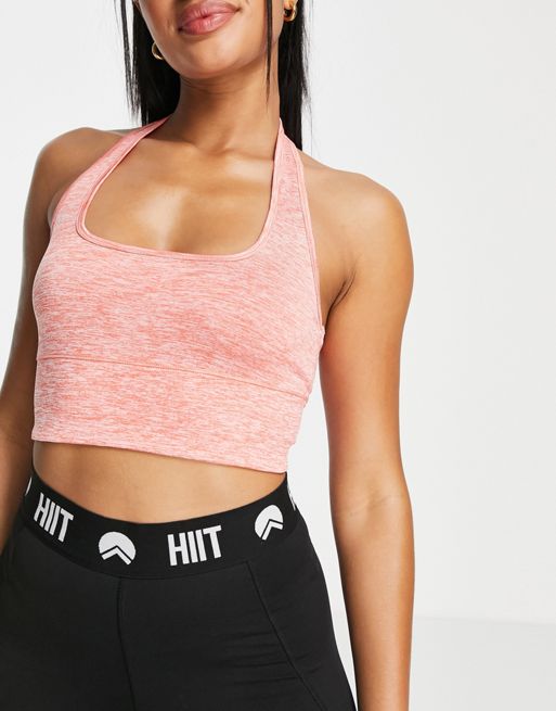 HIIT halter top with square neck in grey marl