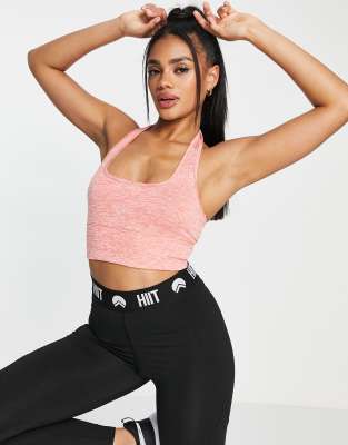 HIIT halter top with square neck in coral marl - ASOS Price Checker