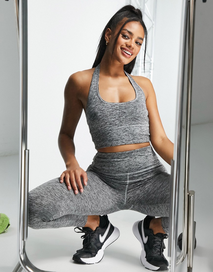 HIIT halter top with square neck in gray heather