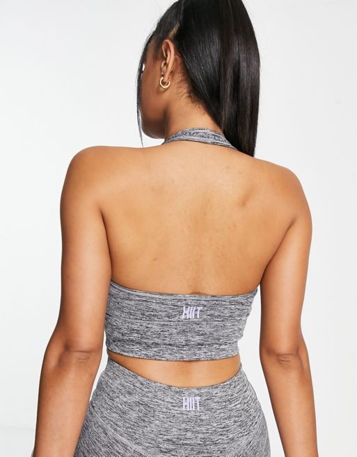 HIIT halter top with square neck in gray heather