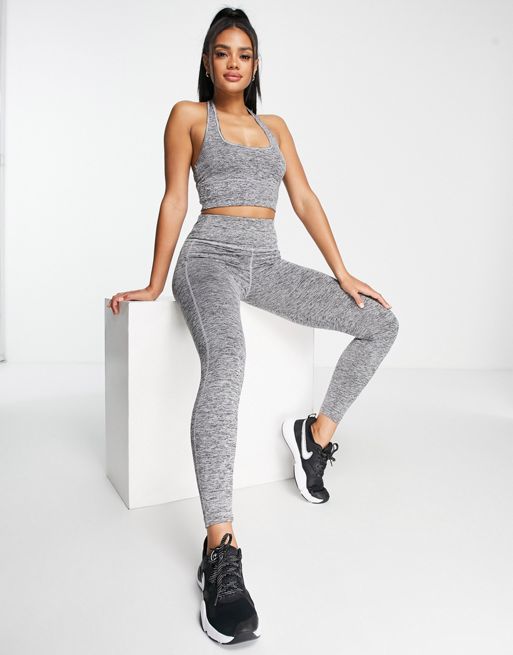 HIIT halter top with square neck in grey marl