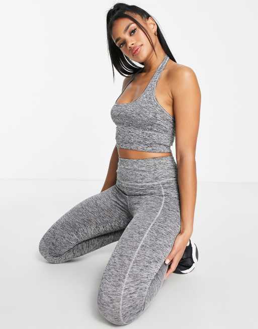 HIIT halter top with square neck in grey marl