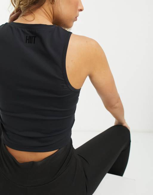 HIIT asymmetric racer neck tank top