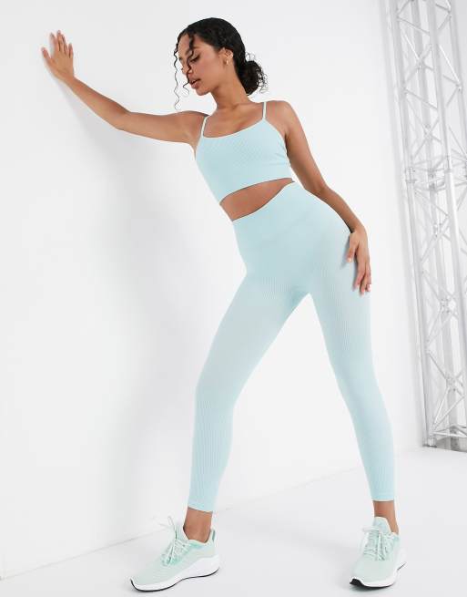 HIIT – Jasnoniebieskie prążkowane legginsy
