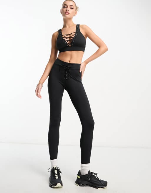 HIIT lace up front legging with gunmetal eyelet detail ASOS