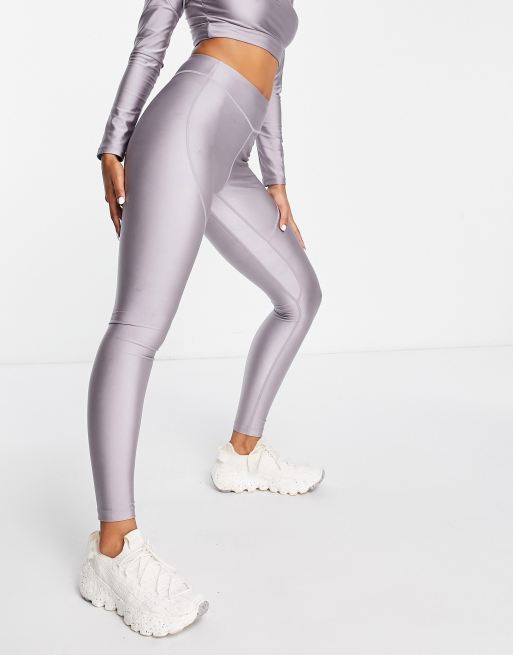 Silver Metallic Disco Leggings, Shiny Leggings, Women, UK