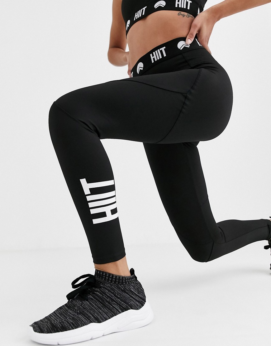 HIIT - Legging met logo op de taille in zwart