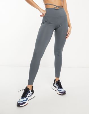 HIIT - Legging mit Wickeldesign und hohem Bund-Grau