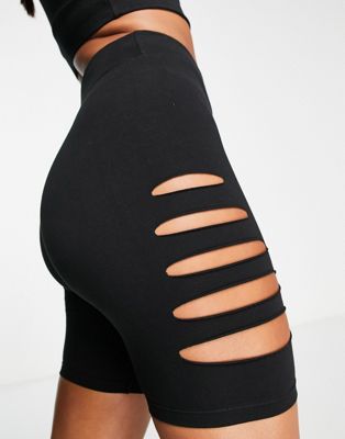 HIIT legging short with cut outs in black