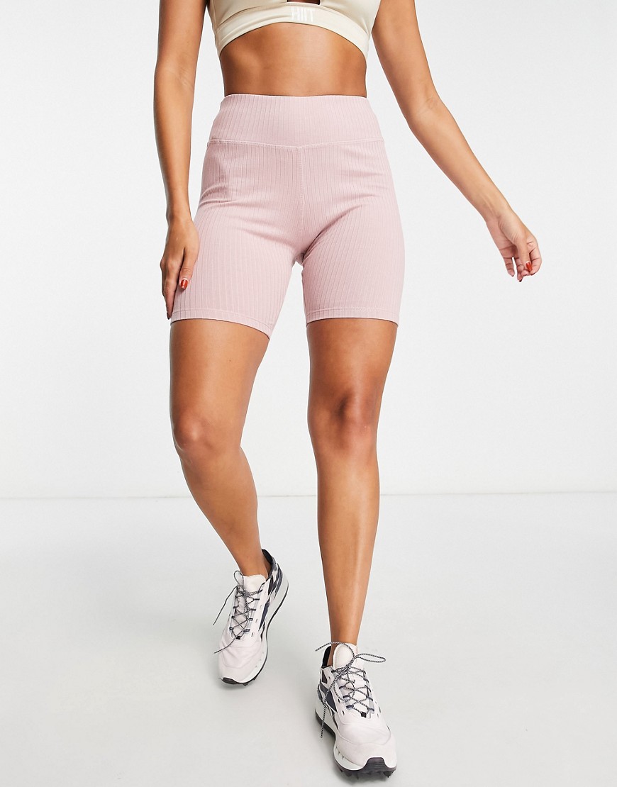 Legging shorts in chunky rib in pink