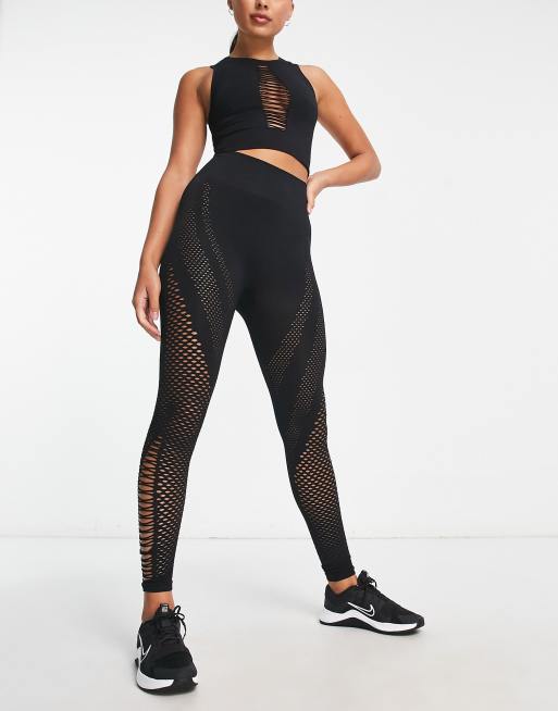 HIIT Legging taille haute sans couture empi cements en tulle