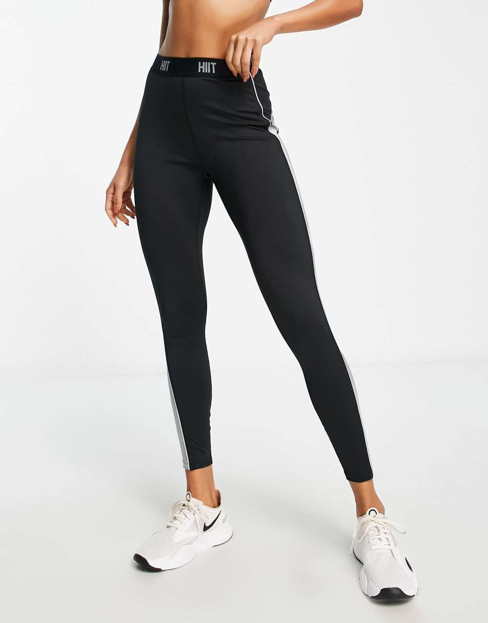 HIIT leggings with branded waist in black