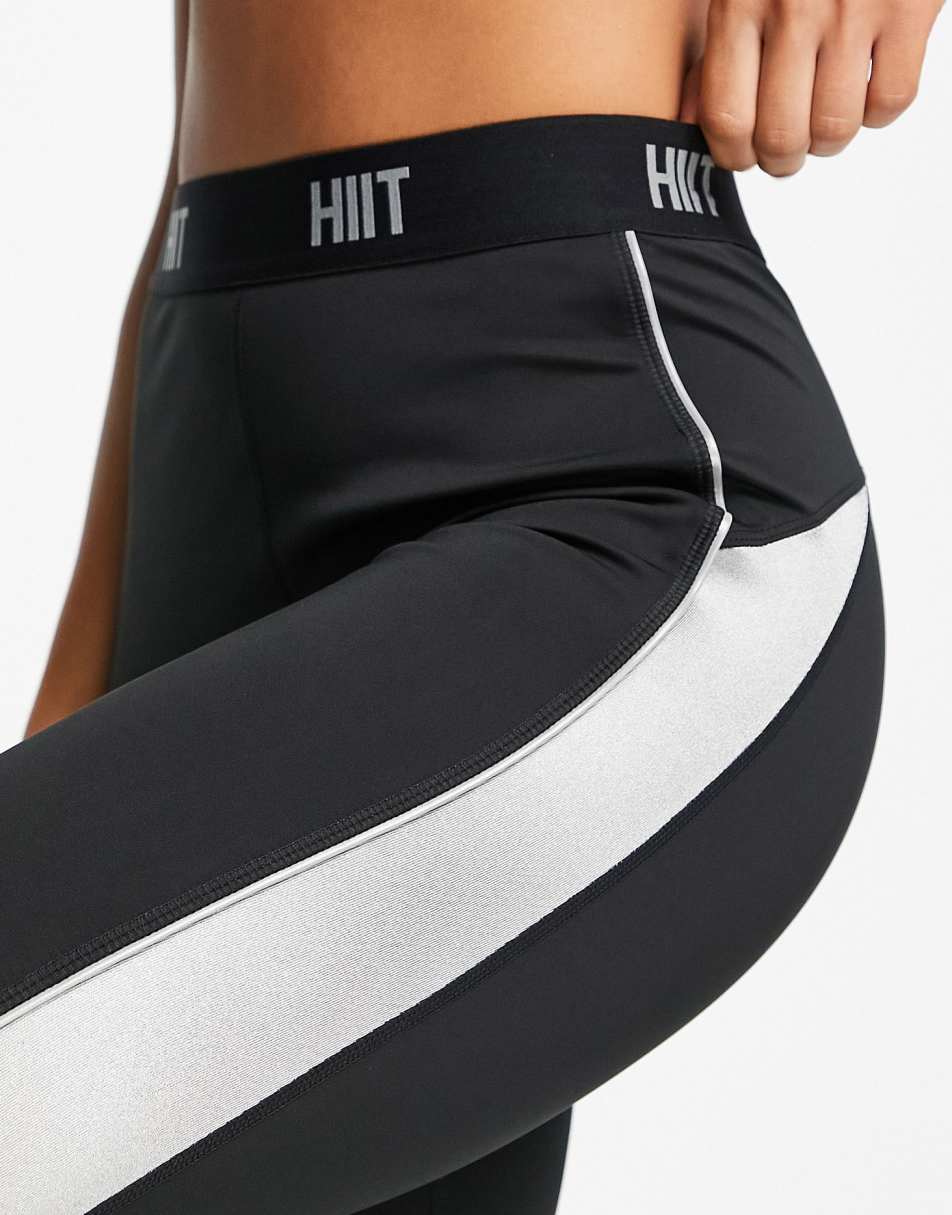 HIIT leggings with branded waist in black