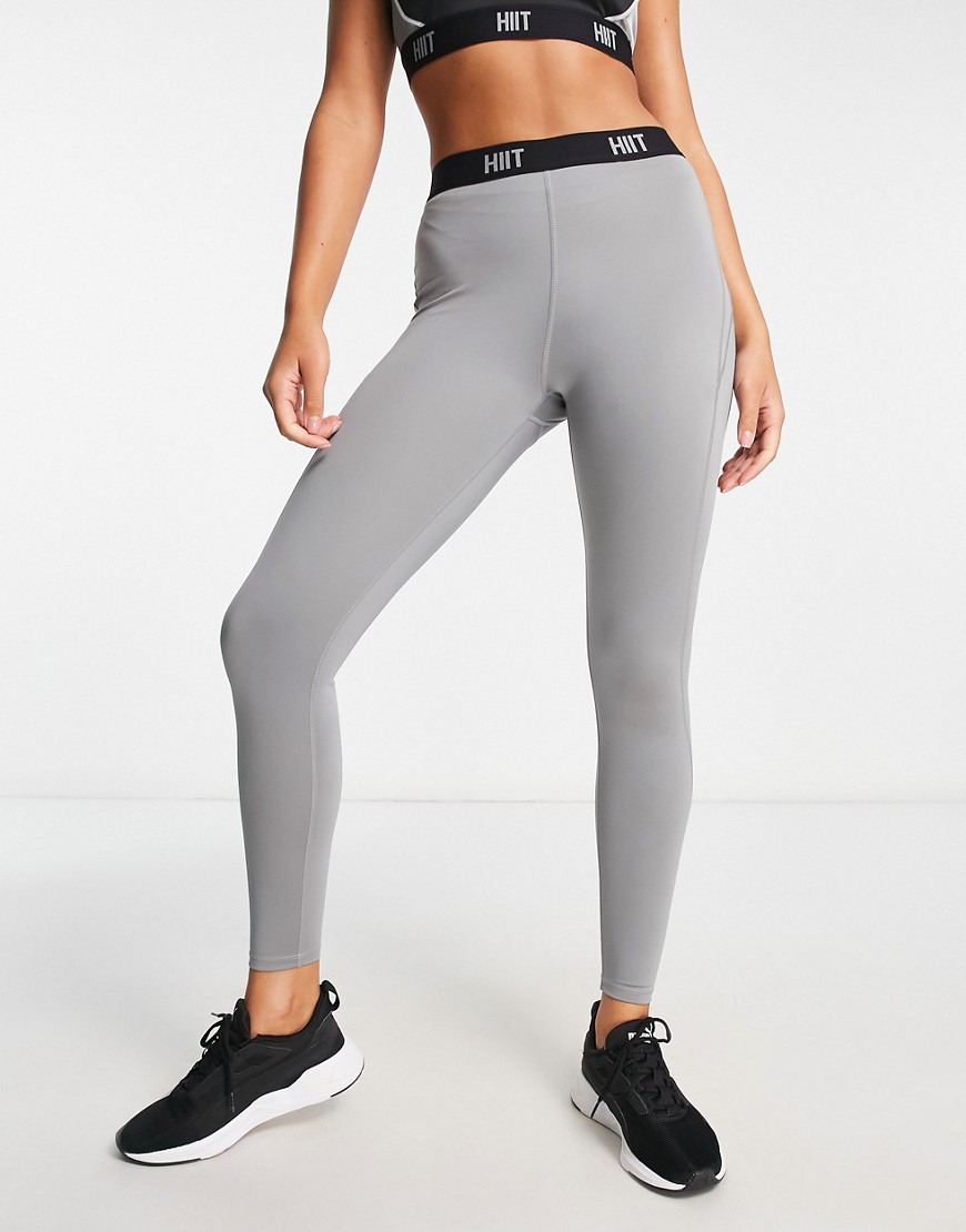 legging with branded tape-Silver