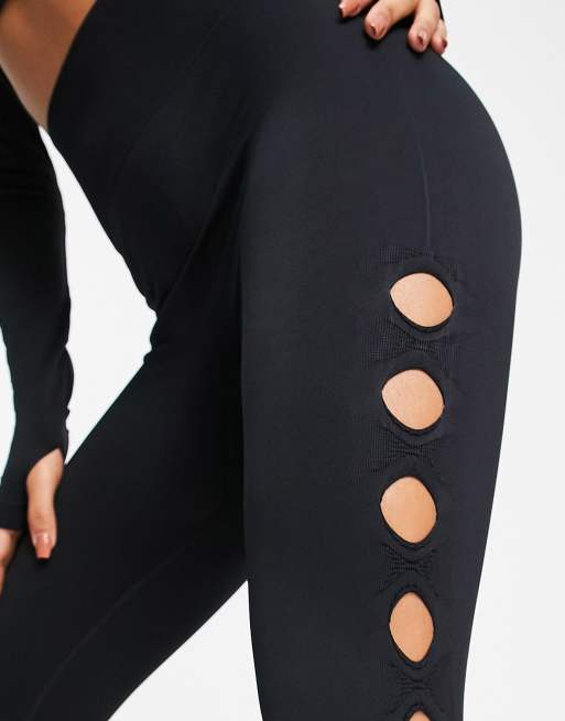 Cutout-Hem Built-In Tough Leggings for Girls