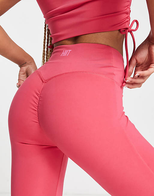 HIIT legging with ruched detail in pink, ASOS