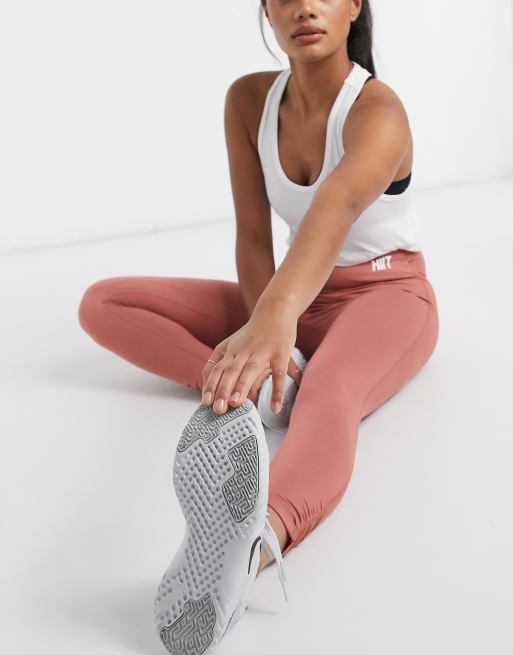 HIIT - Leggings con fascia a portafoglio in vita beige