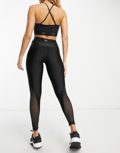 HIIT - Leggings lucidi a vita alta con pannelli in rete