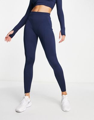 HIIT leggings with exposed contour seams in navy
