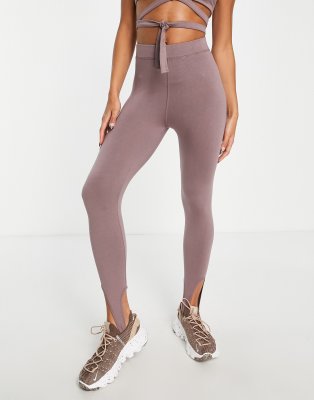 HIIT leggings with wrap and tie detail in mink