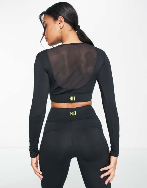 Asos Hiit Mesh Cut Outs Legging Booty Short Long Sleeve And Bralet