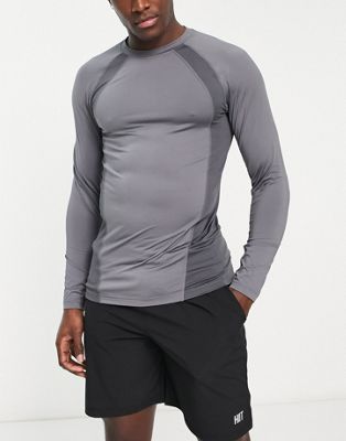 HIIT long sleeve top with mesh side panels light grey