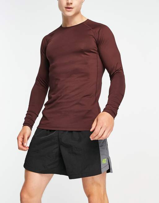 HIIT long sleeve training top in brown