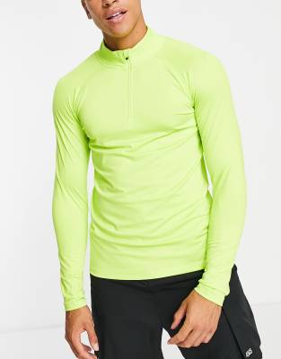 HIIT long sleeve training top with 1/4 zip in acid-Gray