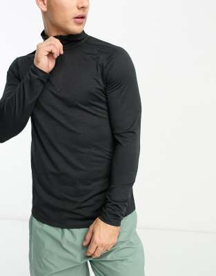 long sleeve training top with 1/4 zip in black heather