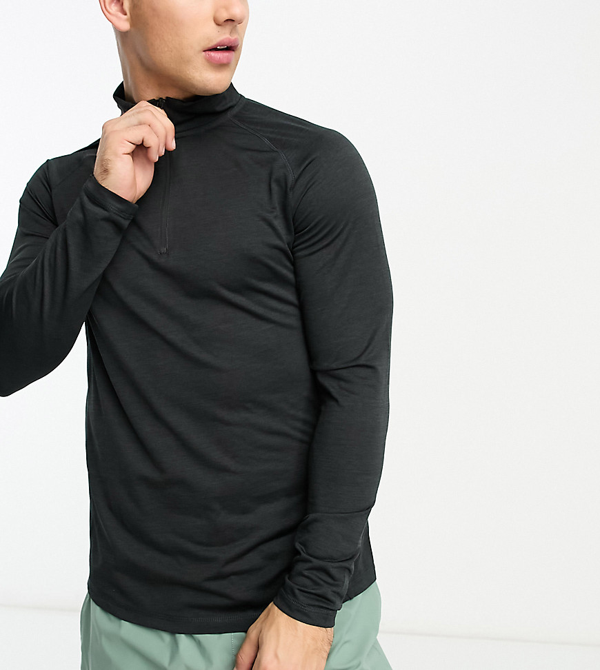 HIIT long sleeve training top with 1/4 zip in black heather
