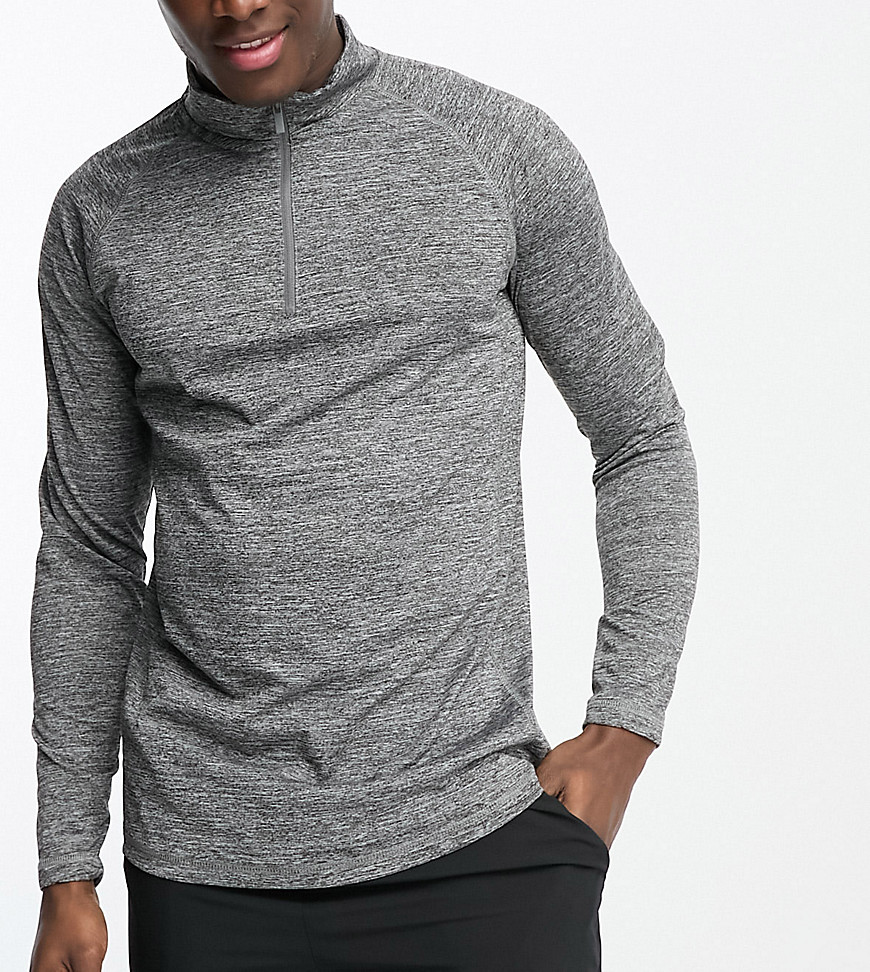 HIIT long sleeve training top with 1/4 zip in heather gray