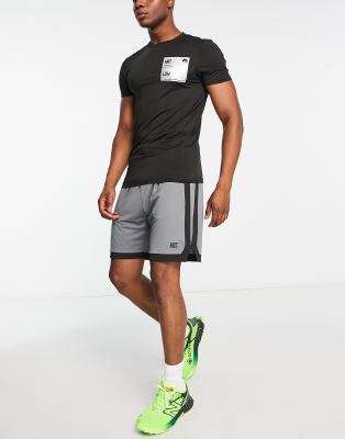 HIIT longline mesh shorts with contrast panels-Gray