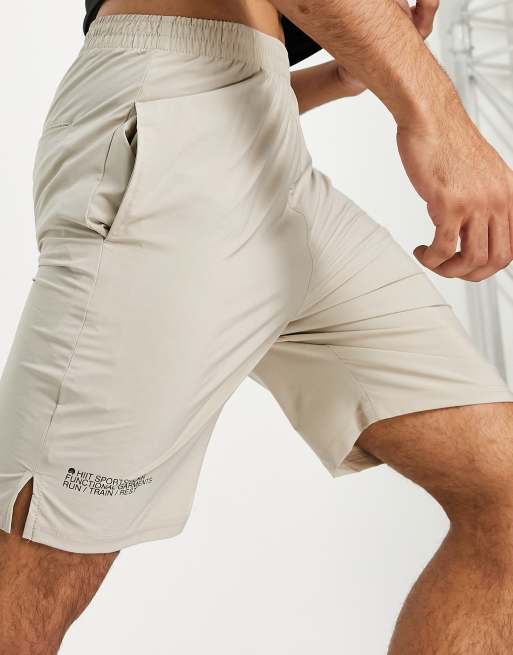 HIIT – Löpning – Vävda stenfärgade träningsshorts, 3 av 4