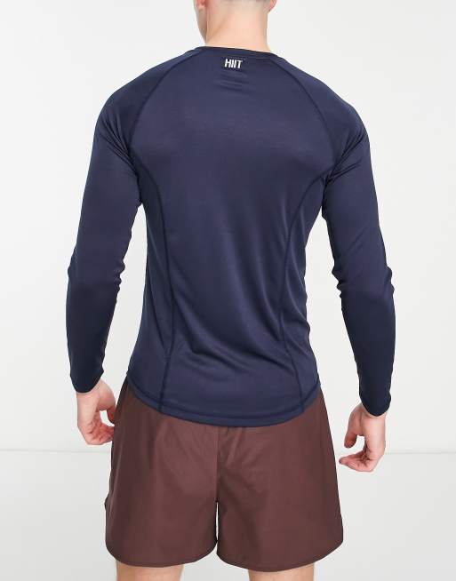 HIIT - Marineblå langærmet trænings-T-shirt med blank finish, 3 af 4